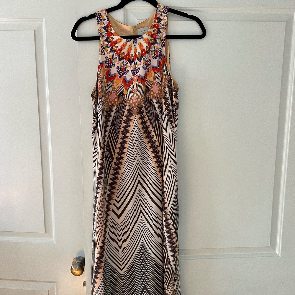 Colorful Silk Anthropologie Midi Dress